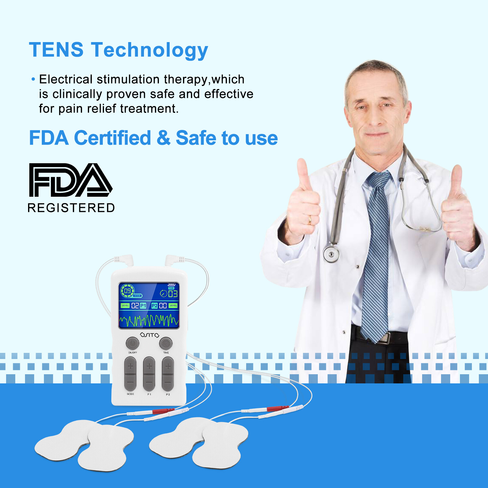 Tens Unit Machine Muscle Stimulator Electric Pulse Massager Therapy Pain Relief