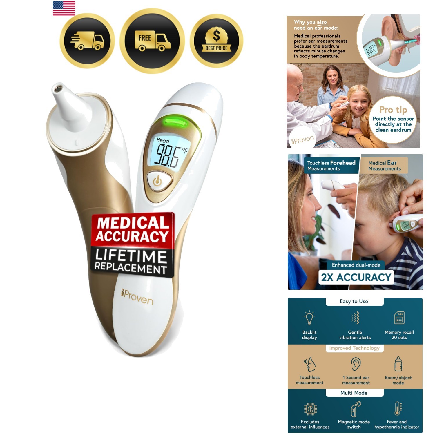 iProven Ear Thermometer with Non-Touch Forehead Function, Superior Accuracy |…