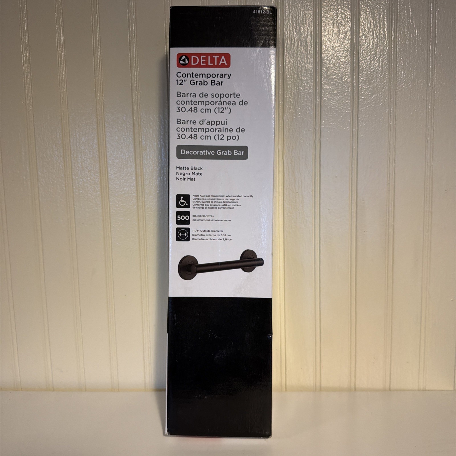 Delta Contemporary 12 in Straight Grab Bar Matte Black ADA 41812-BL