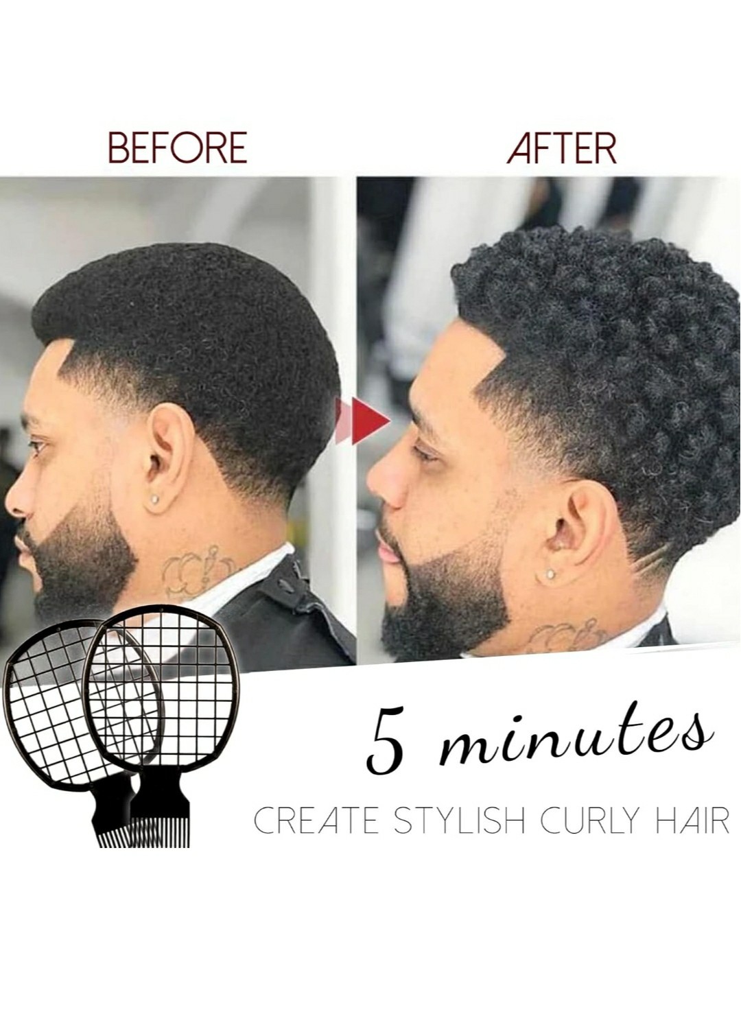 Twist Combs, ABS Plastic, Hair Sponge Brush Upgraded Design for Men Women Curls