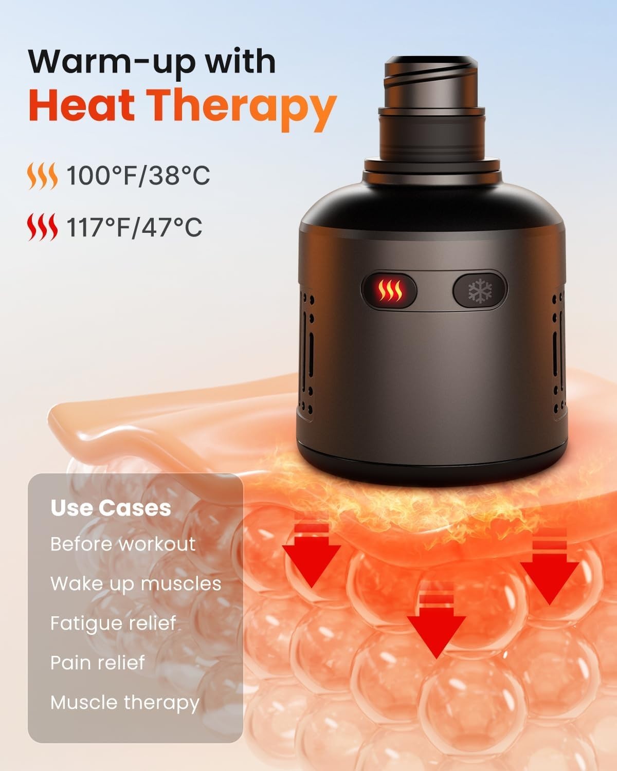 Lightweight Massage Gun Attachment with Customizable Heat/Cool for Muscle Relief