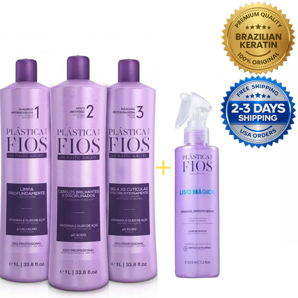 Cadiveu Plastica Dos Fios Brazilian Keratin Treatment 3x1L + Liso Magico 215ml
