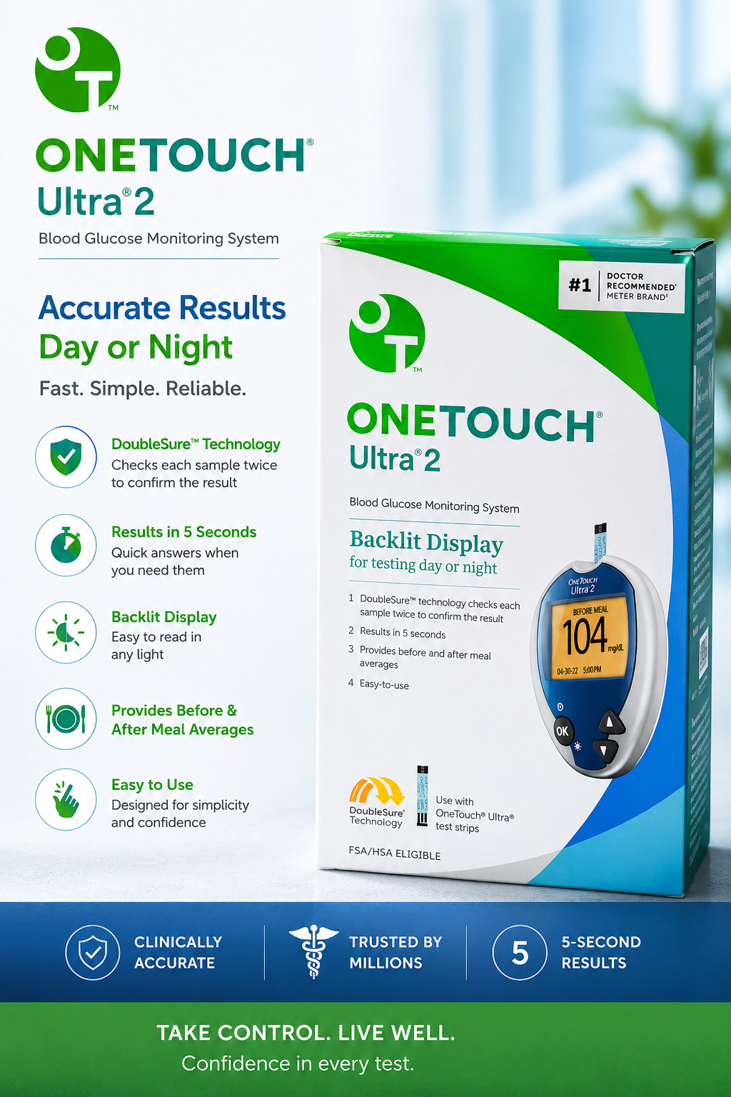 OneTouch Ultra 2 Blood Glucose Meter Kit EXP 2029 YEAR (MULTI MONTH VARIES)