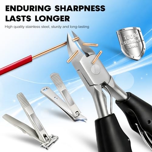 8-in-1 Heavy Duty Toenail & Fingernail Clippers for Seniors Men with Thick &