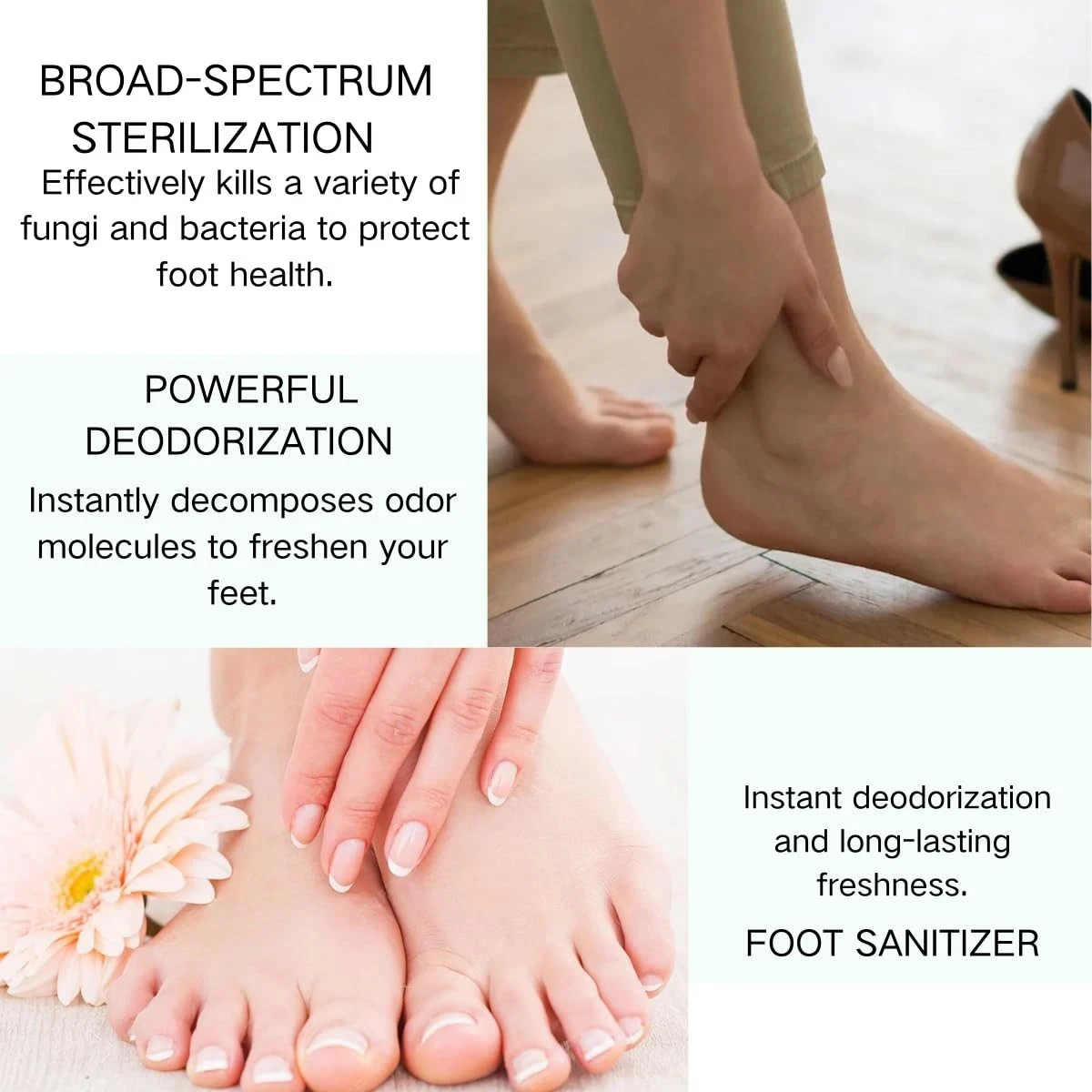 Tea Tree Oil Foot Sanitizer Spray, Foot Odor Care Spray for Feet Shoes Socks