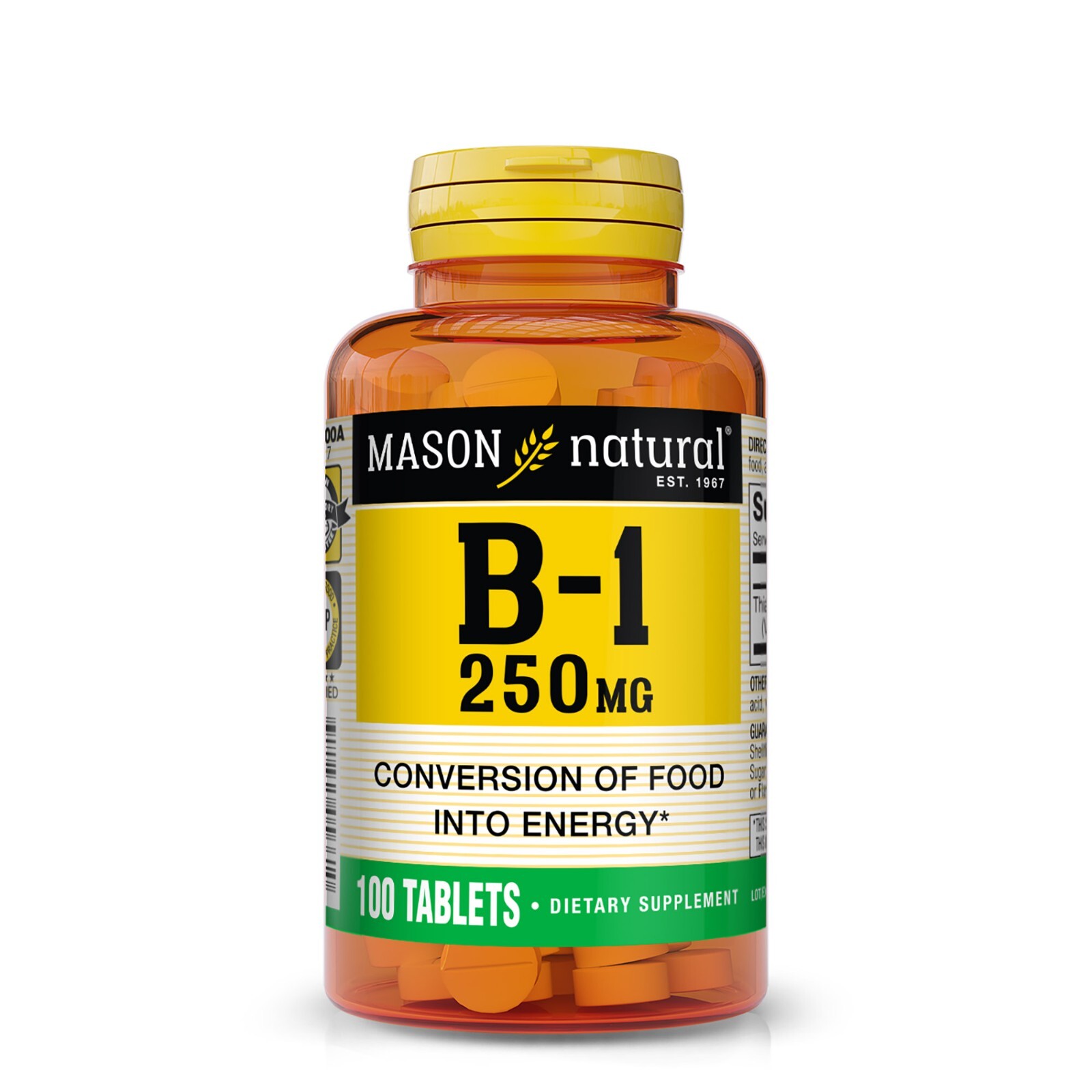 Mason Natural Vitamin B1 Thiamin 250 mg Supports Nerve Immune Health, 100 Tabs