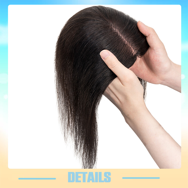 Free Part Full Lace Topper Hairpiece Clip in 100% Remy Human Hair Piece Toupee