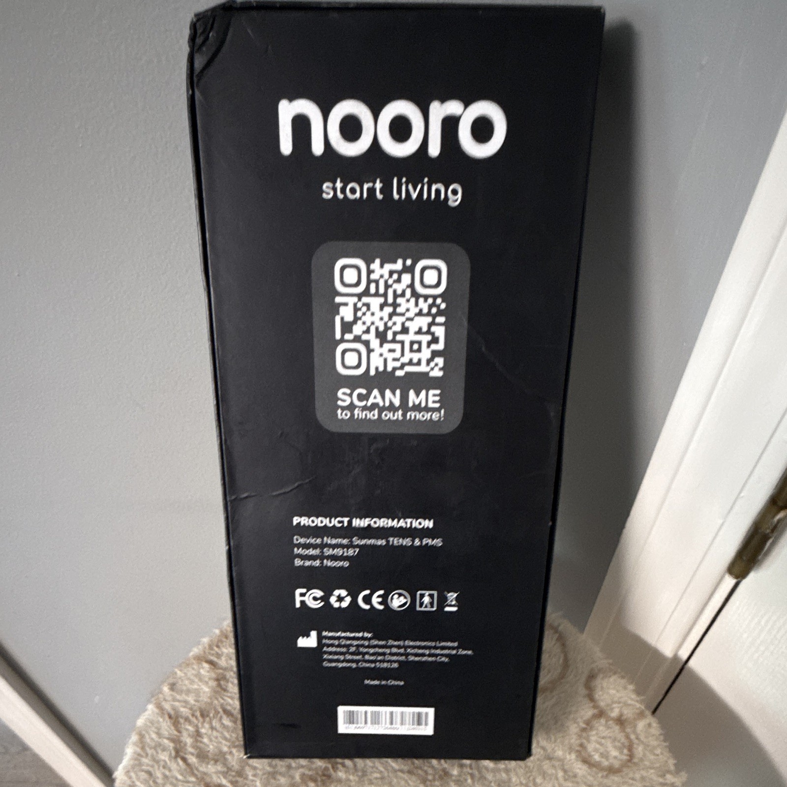 Nooro Foot Massager TENS/EMS Rechargeable Battery Powered Black SM9187