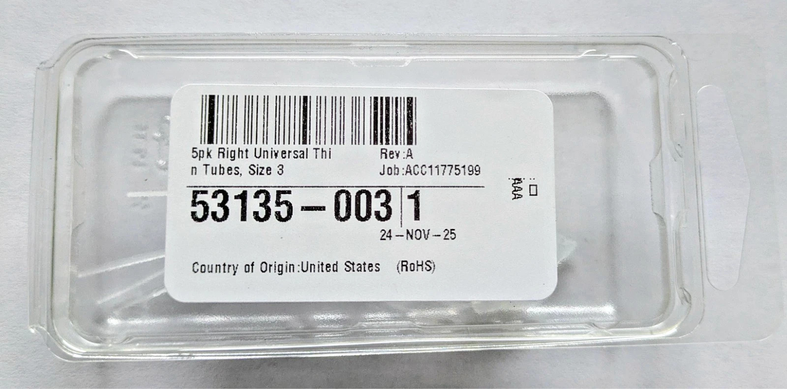 NEW SEALED Genuine Starkey Universal Thin Tubes 5 Pk Choose Size Left Right OEM