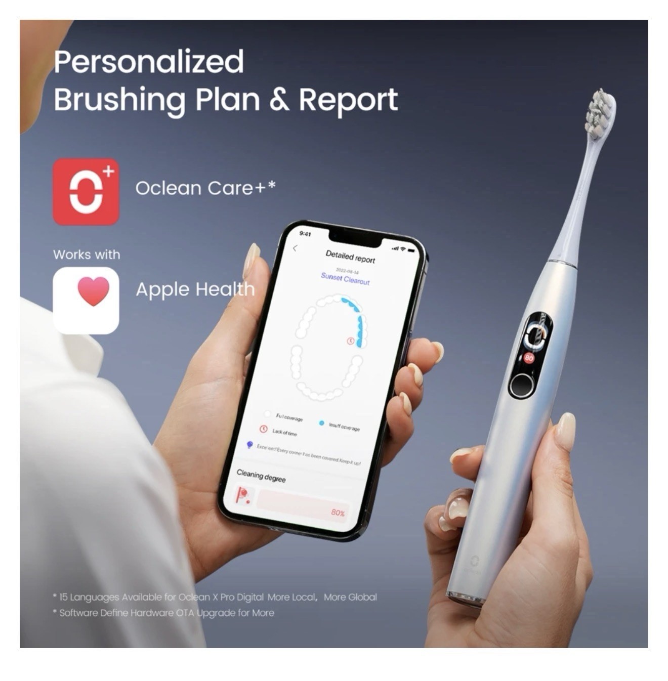 Oclean X Pro Digital Sonic Electric Toothbrush Silver Smart Touchscreen App
