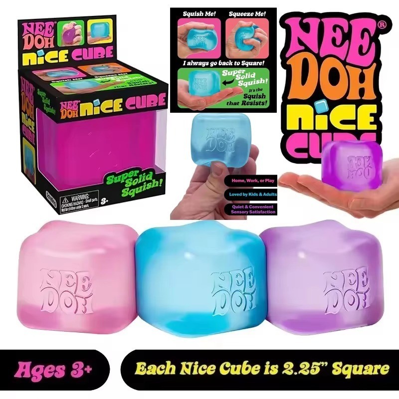 Nee Doh Nice Cube – Authentic – Pick Your Color – Blue Purple Pink – Brand New!