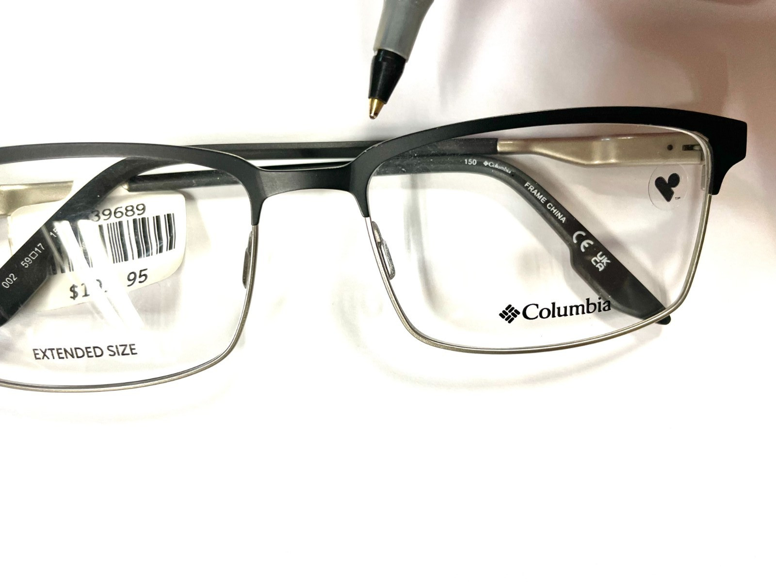 Columbia Eyeglass Frames C3016 002 Black Silver (Chipped Paint) 59-17-150