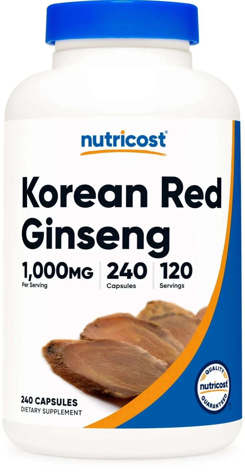 Nutricost Korean Panax Red Ginseng 240 Capsules 1000mg Serving Non GMO