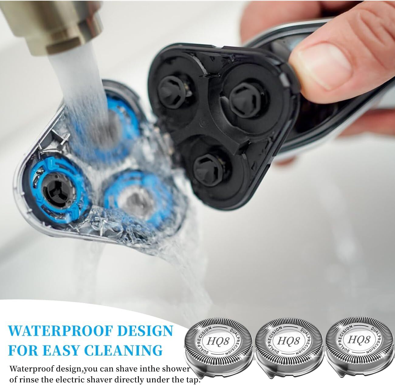 HQ8 Replacement Heads Compatible with Philips Norelco for Aquatec Shavers PT720