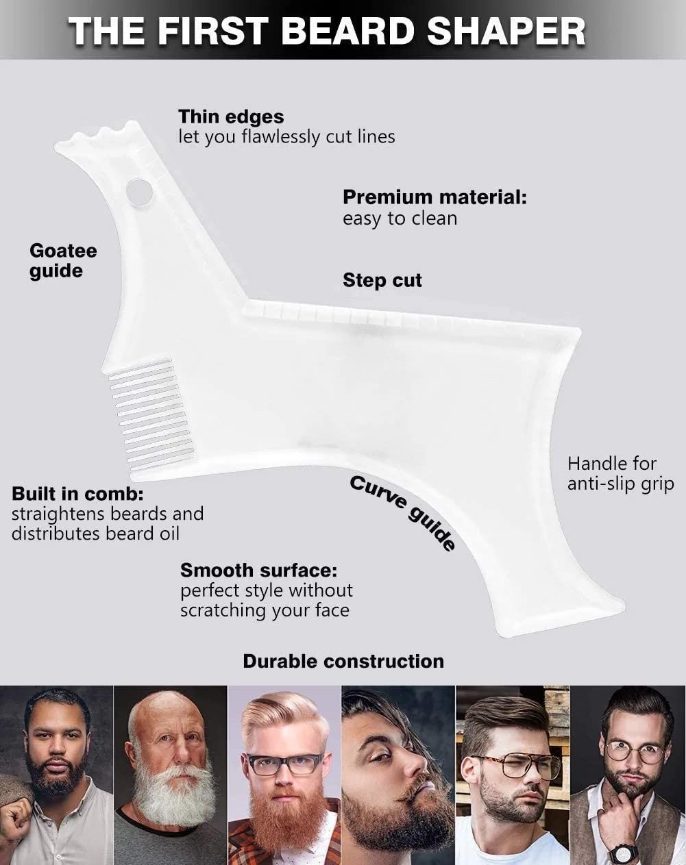 Beard Shaping & Styling Tool With Comb for Large (2 Count), Clear-1pcs