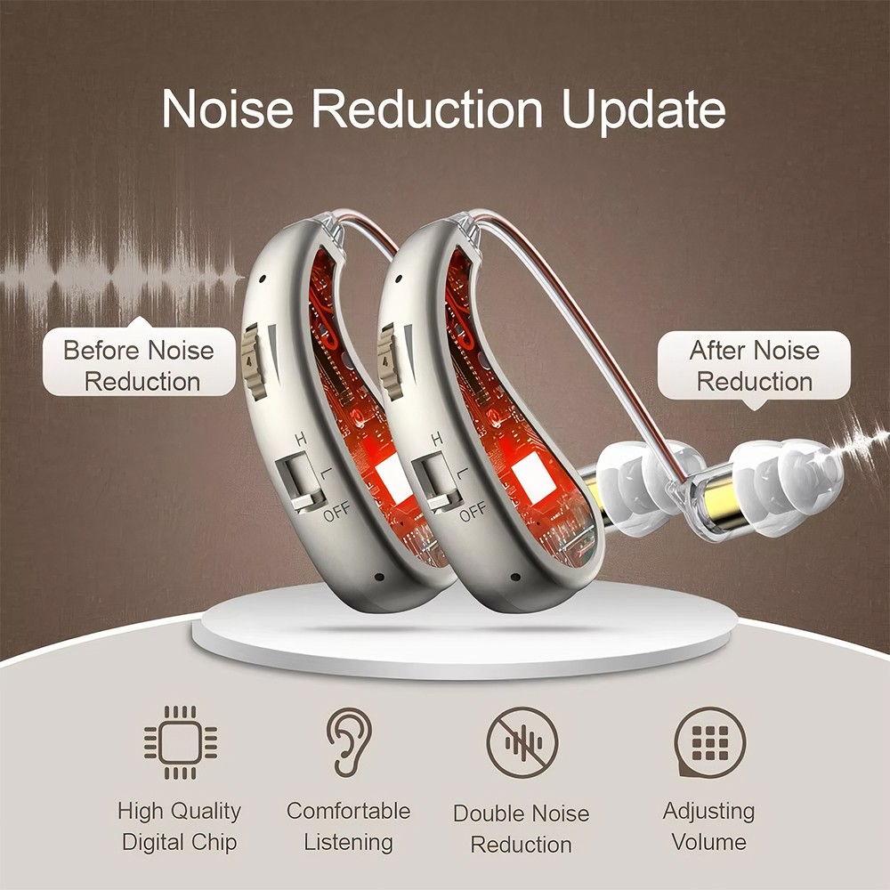 1 Pair Of Digital Hearing Aid Severe Loss Rechargeable Invisible BTE Ear Aids