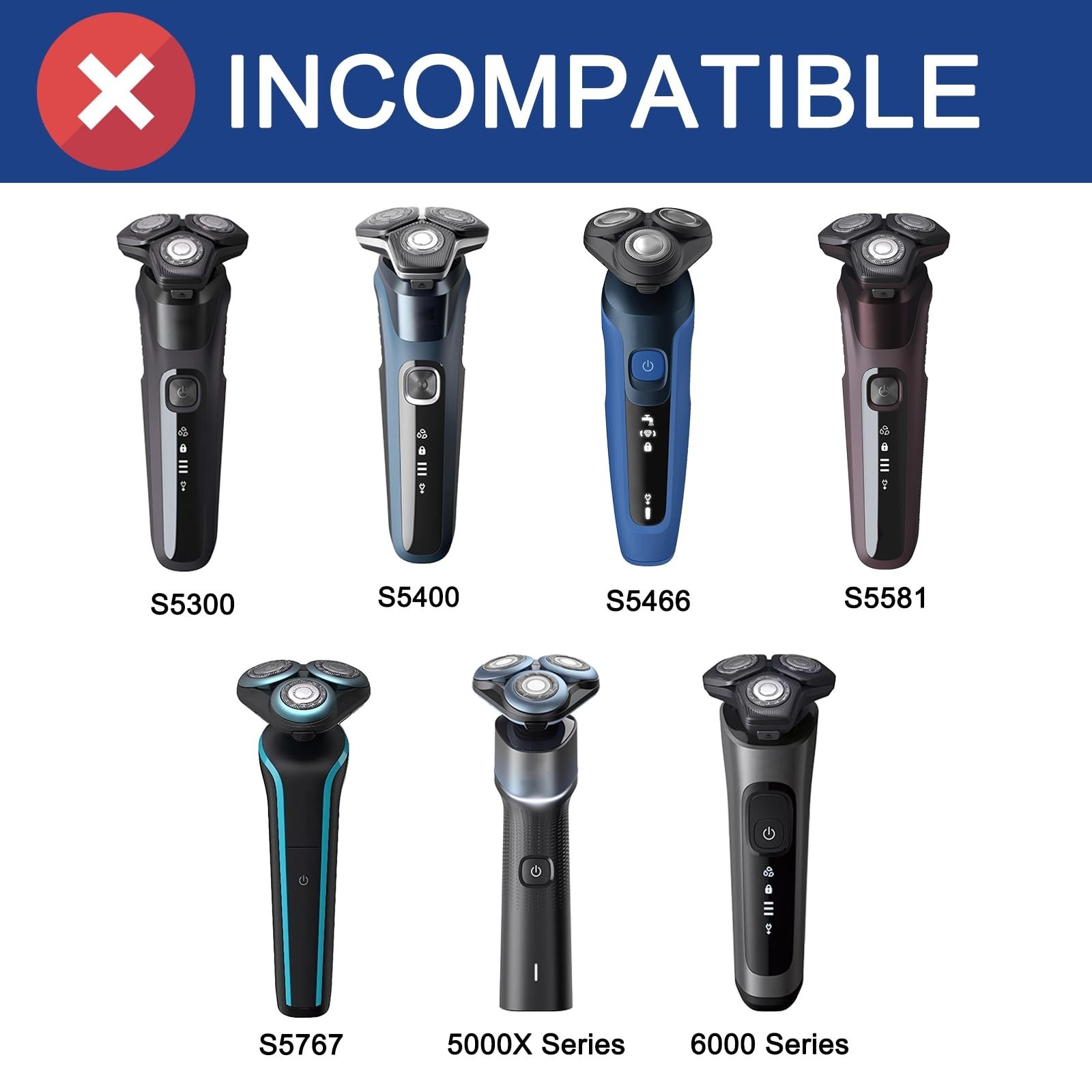 Replacement Heads for Philips Norelco 5000 Shaver – 6 Pack Compatible Blades SH5