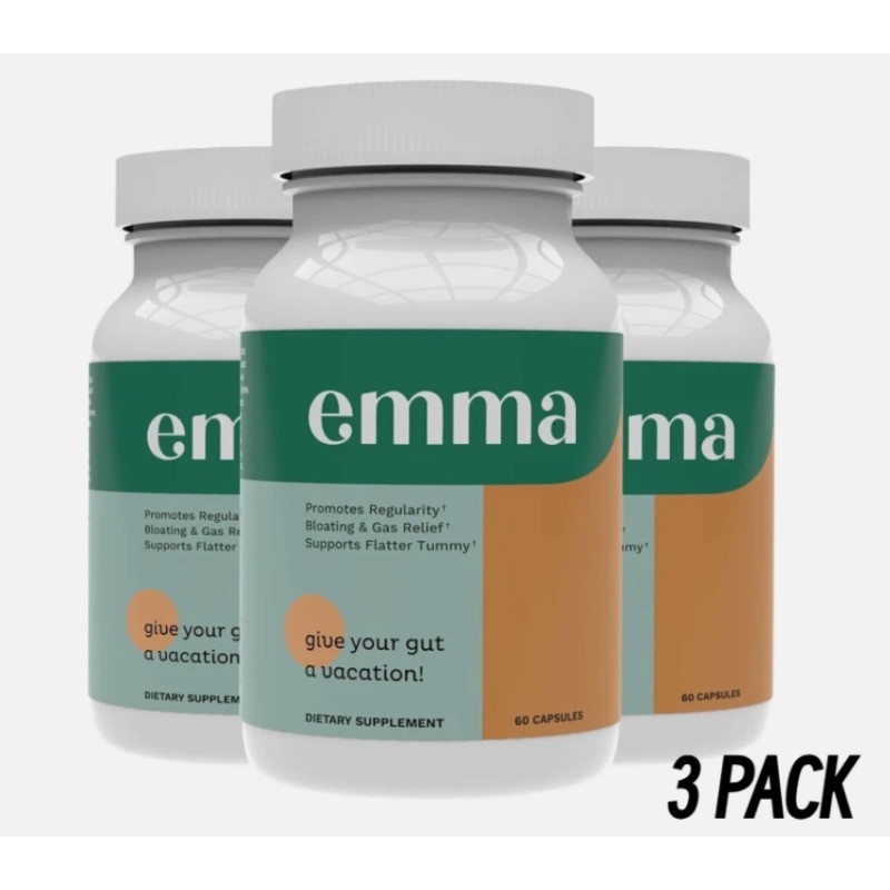 Emma Gut Health Supplement 180 Capsules for Bloating Relief & Leaky Gut – 3 Pack