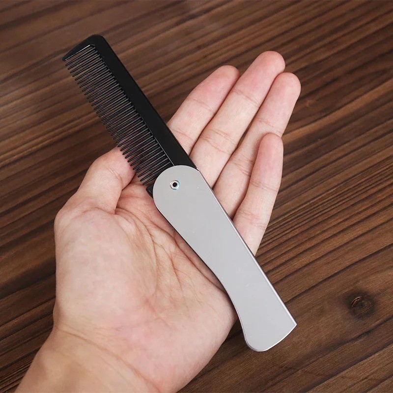 1 Pcs Folding Pocket Combs for Men – Stainless Steel Fine Tooth Hair Beard Combs