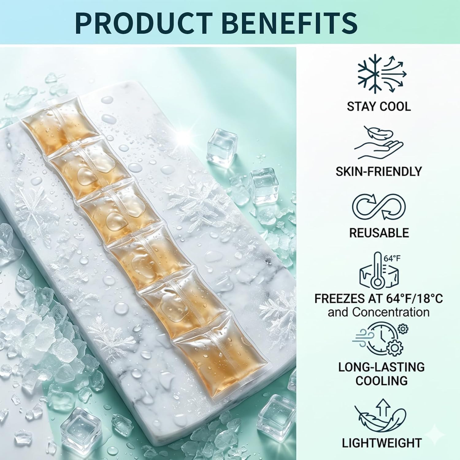 Reusable Cooling Neck Scarf with Ice Packs, Adjustable Cold Neck Wrap for Summer