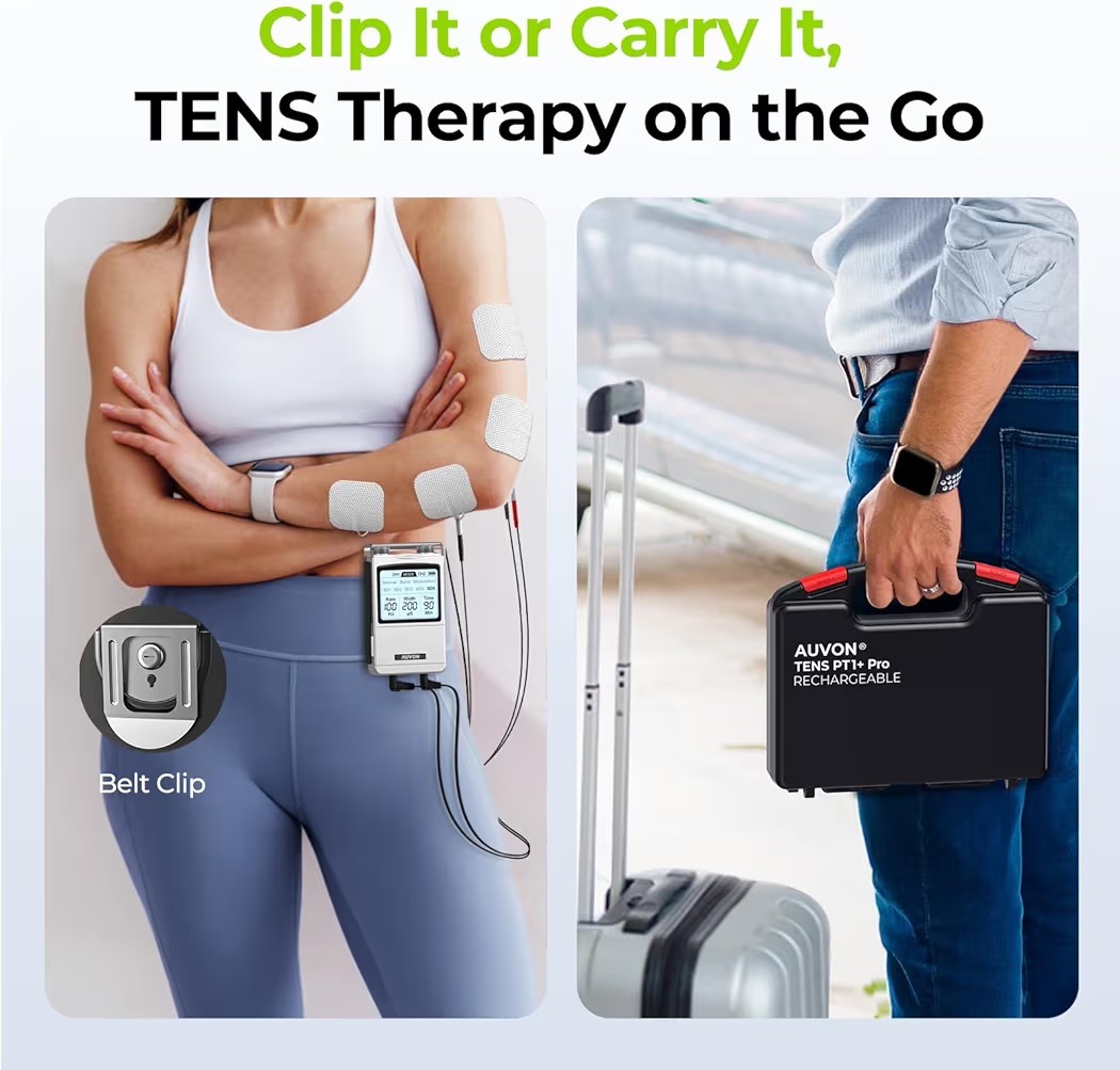 Rechargeable TENS Unit Muscle Stimulator Massager Dual Channel Back Pain Auvon