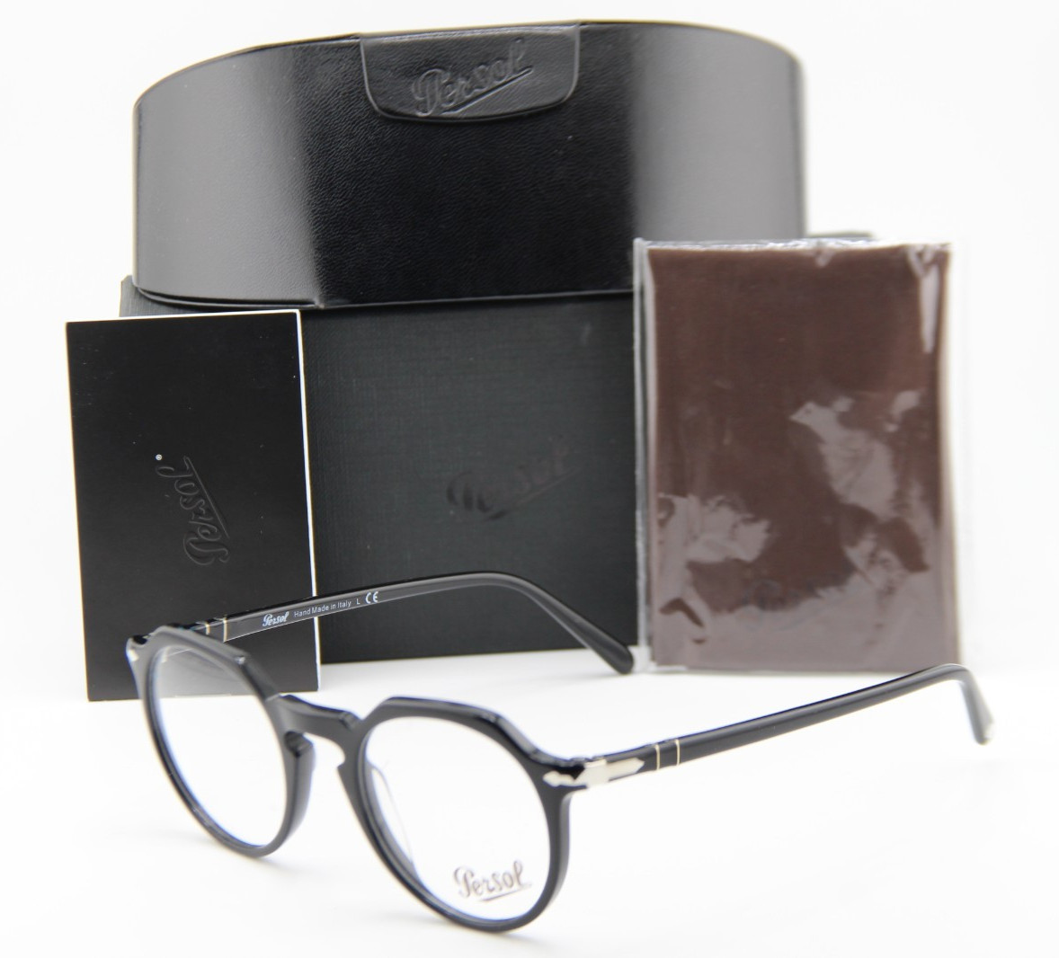 NEW PERSOL P 3281-V 95 BLACK SILVER AUTHENTIC FRAMES EYEGLASSES 48-21
