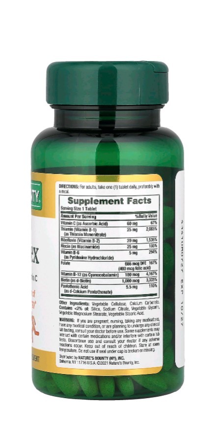 Nature’s Bounty Super B-Complex Energy Support + Folic Acid Vitamin C 150 Tabs