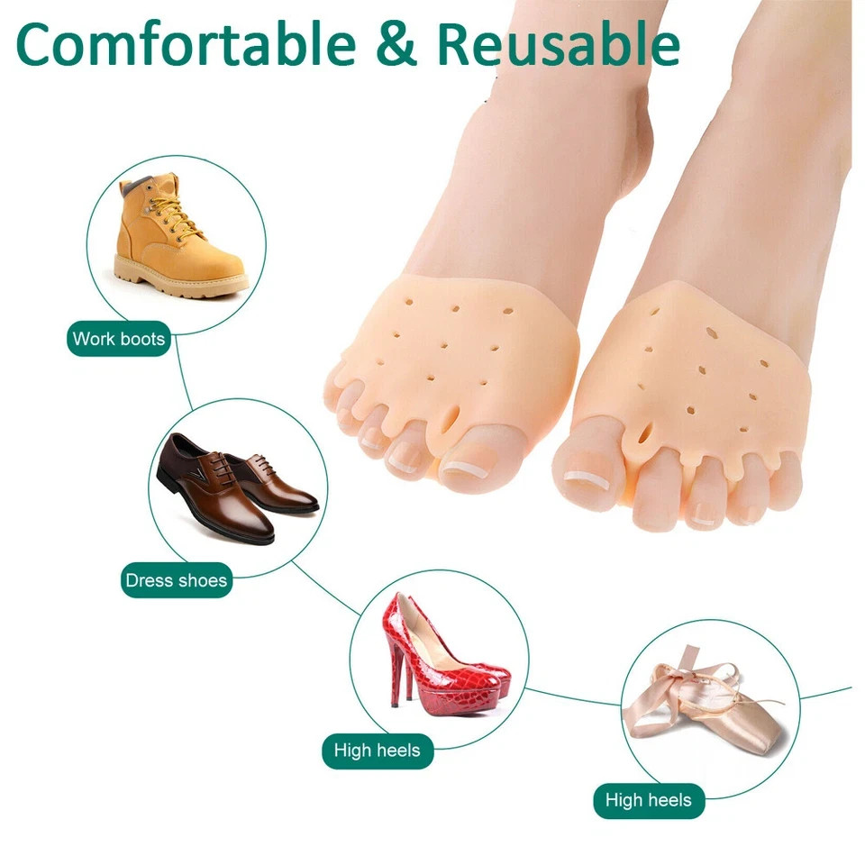 2Pcs Silicone Bunion Toe Corrector Orthotics Straighter Separator Pain Relief