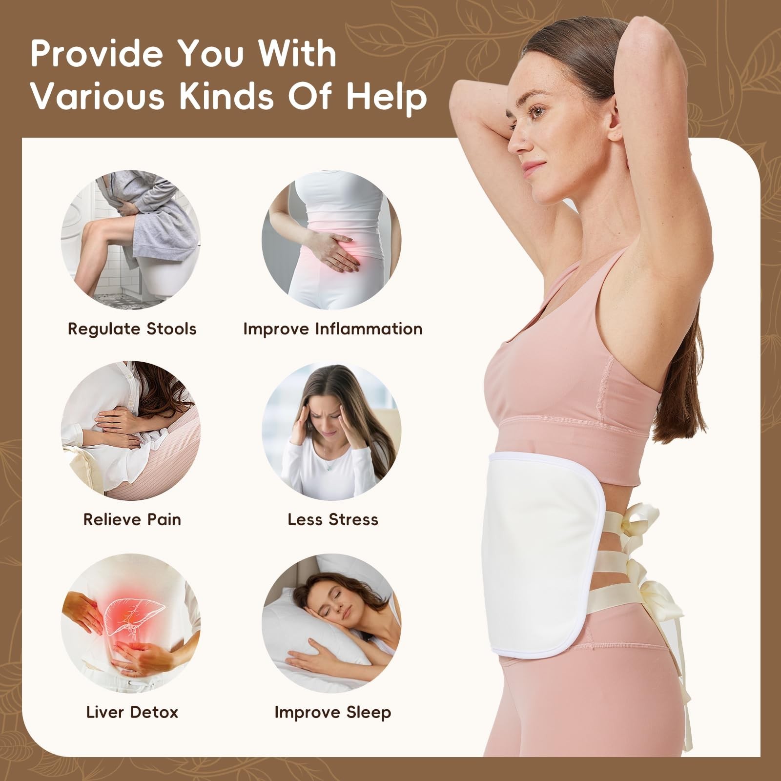Reusable Castor Oil Pack Wrap Adjustable Leak Proof Detox Stomach Belt, New, USA