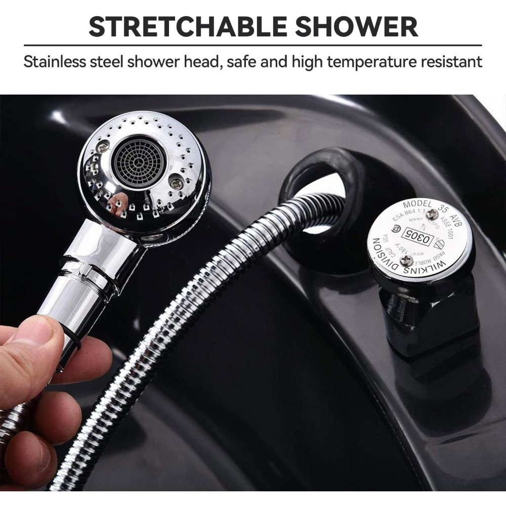 Black Shampoo Bowl Sink Chair for Salon Spa Backwash ABS Plastic Beauty Barber