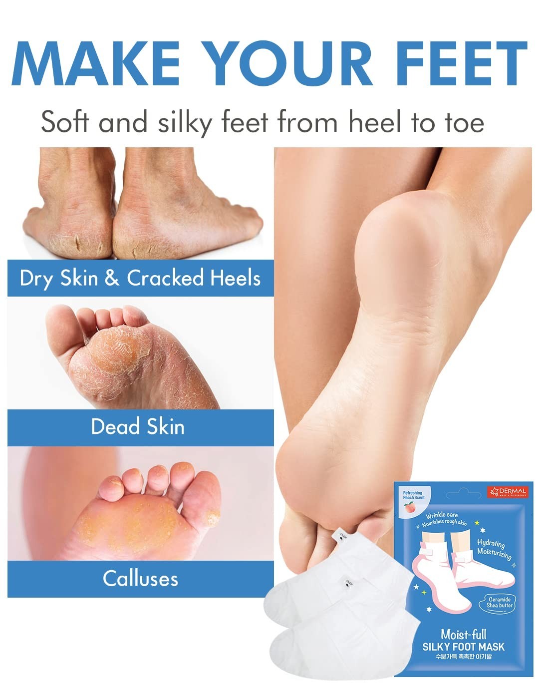 Moisturizing Foot Socks & Hand Gloves Mask Combo 6 Pack – Spa Treatment for Dry