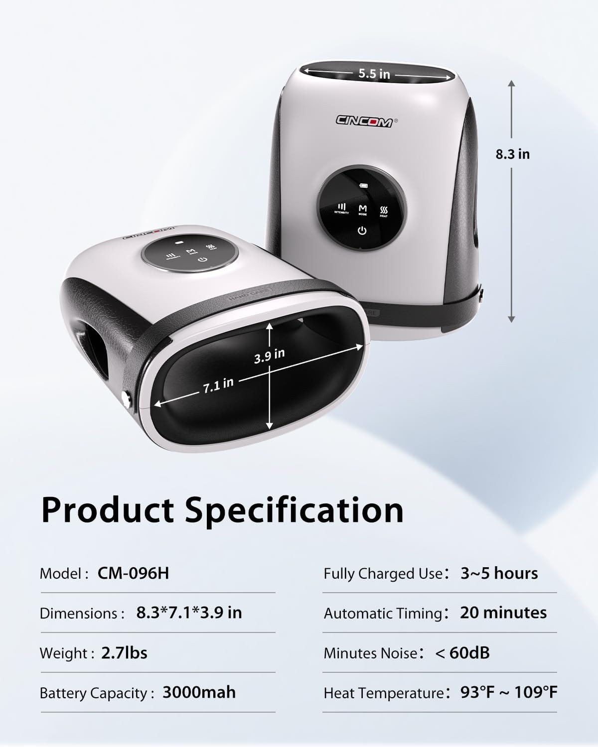 Hand Massager with Heat and Compression, Finger and Palm Massage Machine for Pai