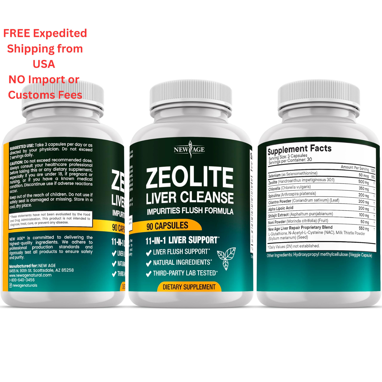NEW AGE Liver Cleanse & Repair – Help Support Gut 90 Count (Pack of 3)