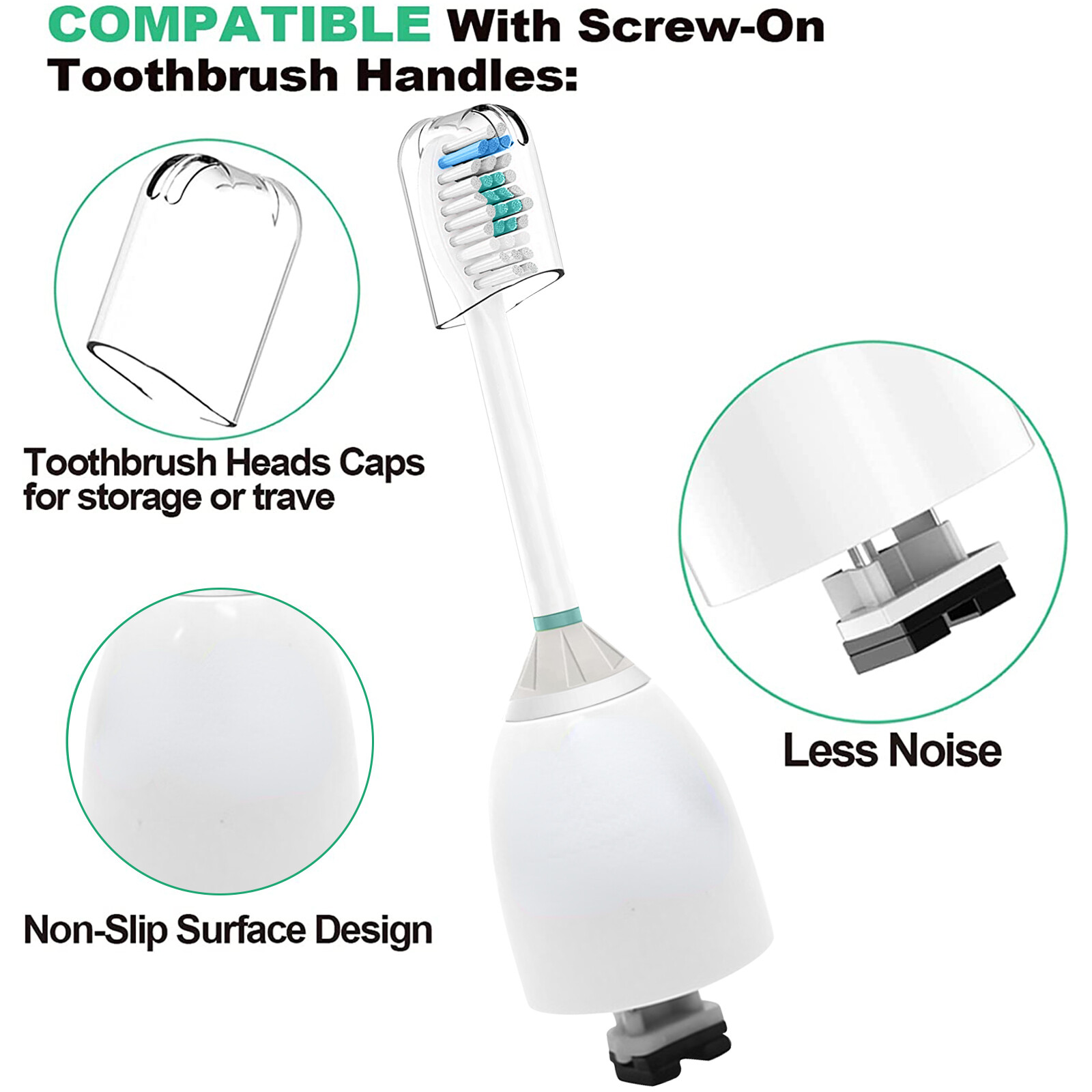 4 Pack Replacement Brush Heads for Philips Sonicare E series Toothbrush HX7002