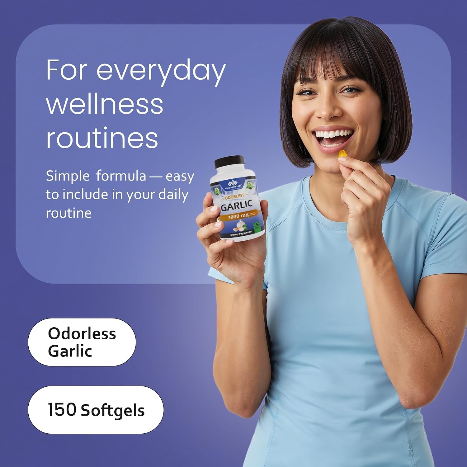 High-Quality Odorless Garlic Softgels – 100:1 Extract with Olive Oil – 150 Count