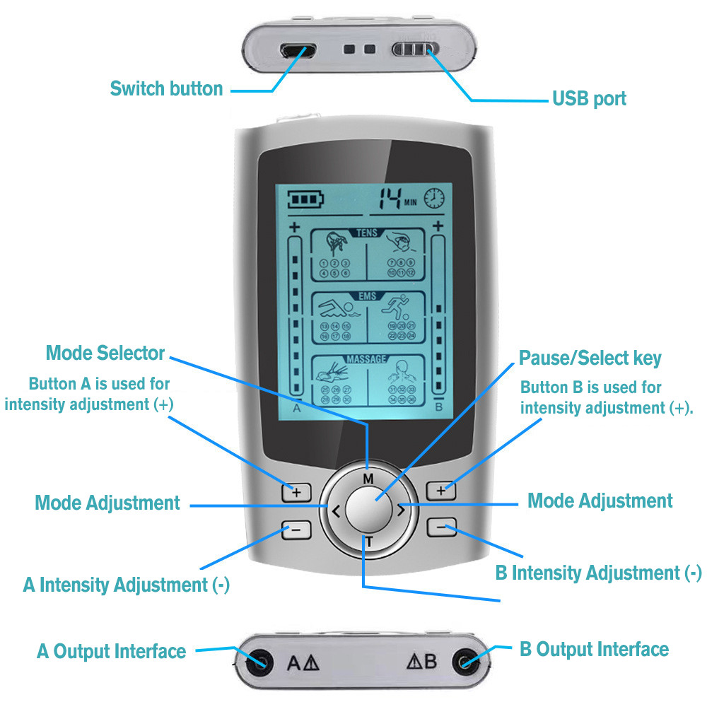 Tens Unit Muscle Stimulator Machine EMS Pulse 36 Modes Massager for Pain Relief