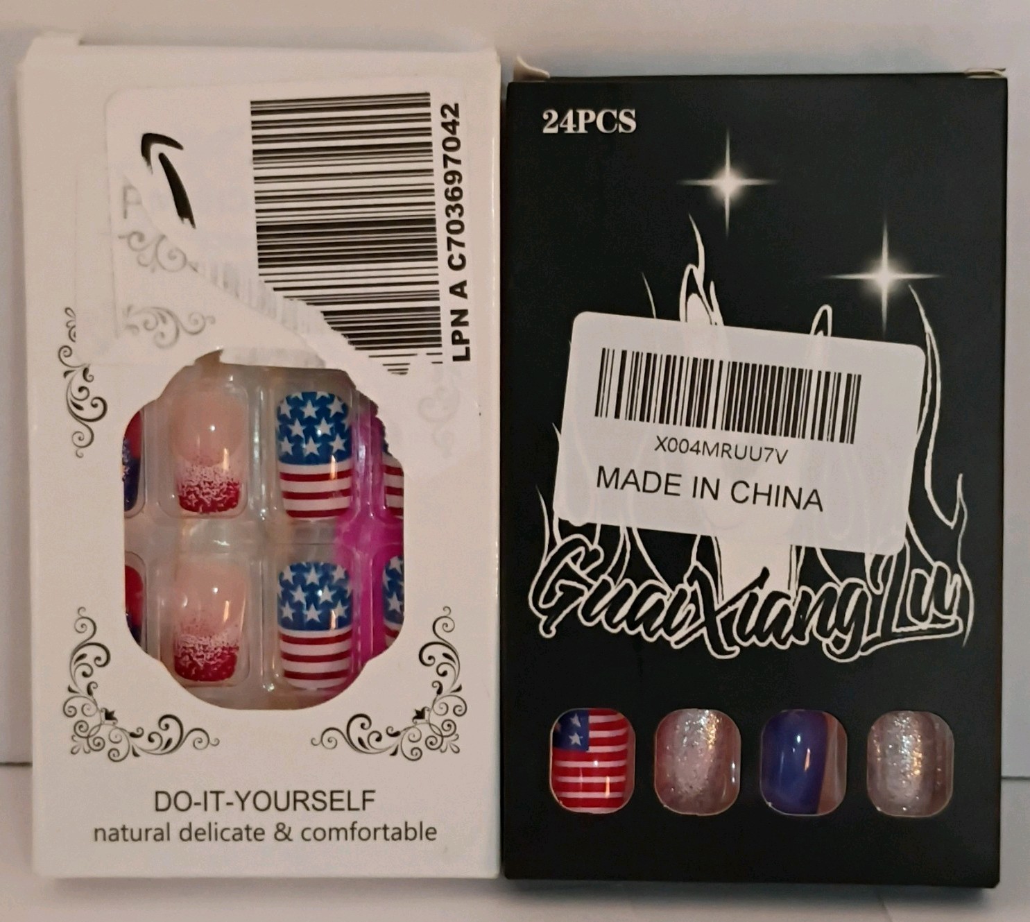 4Th of July Press on Nails Short Square – Red White & Blue False Nails Patriotic
