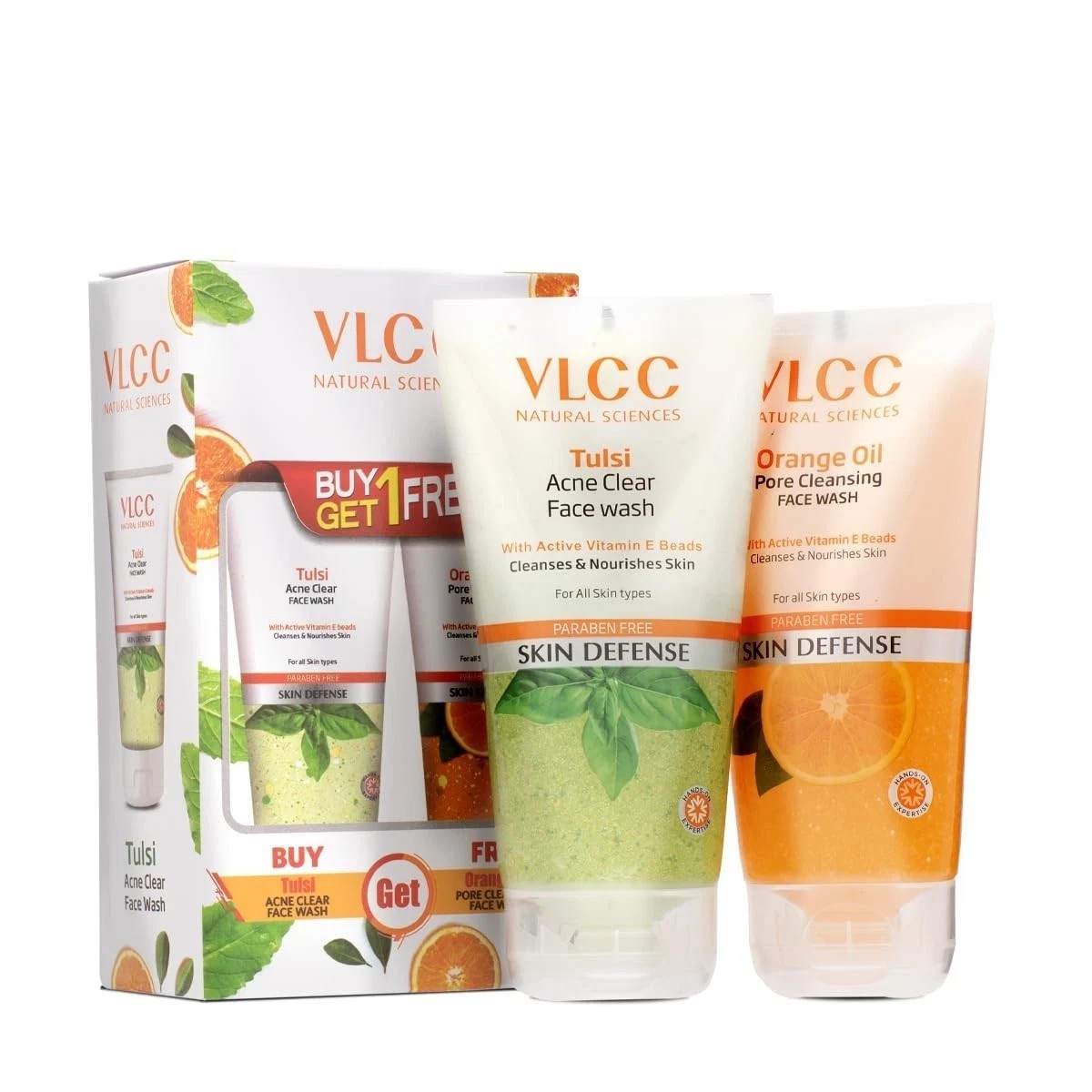 VLCC Tulsi Acne Clear + Orange Oil Cleanser 150ml x2 | Anti-Acne B1G1 Pack