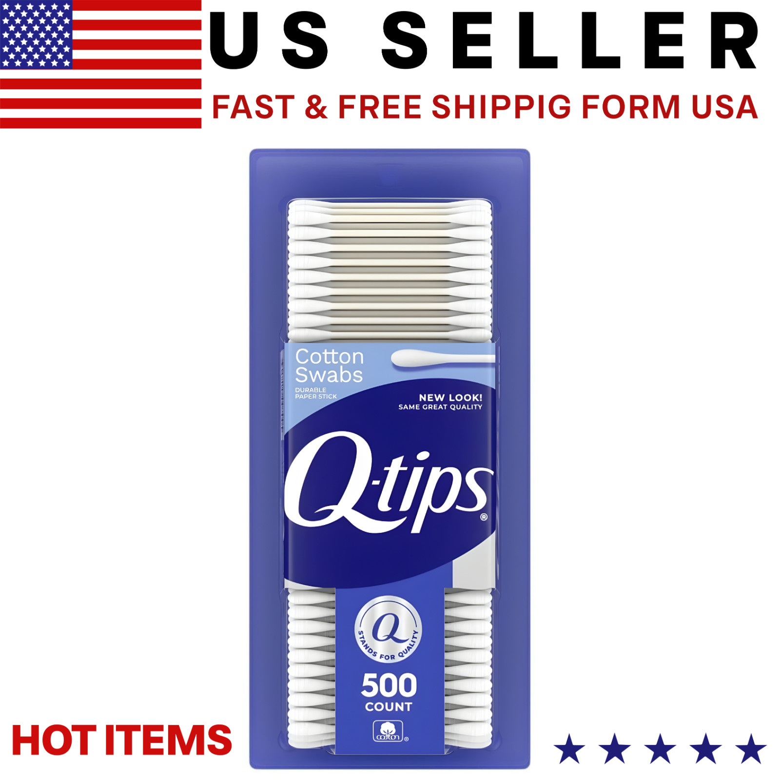 Q tips Cotton Swabs Original For Home First Aid and Beauty 100% Cotton 500 Count