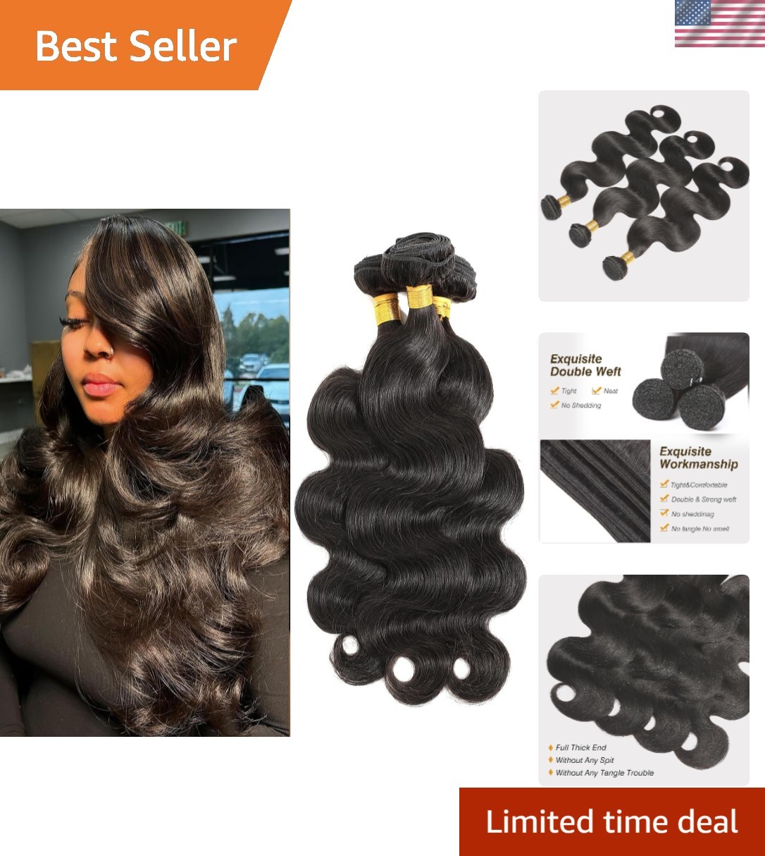 Versatile Body Wave Hair Extensions – 100% Remy Human Hair, 14-18 Inch Bundles