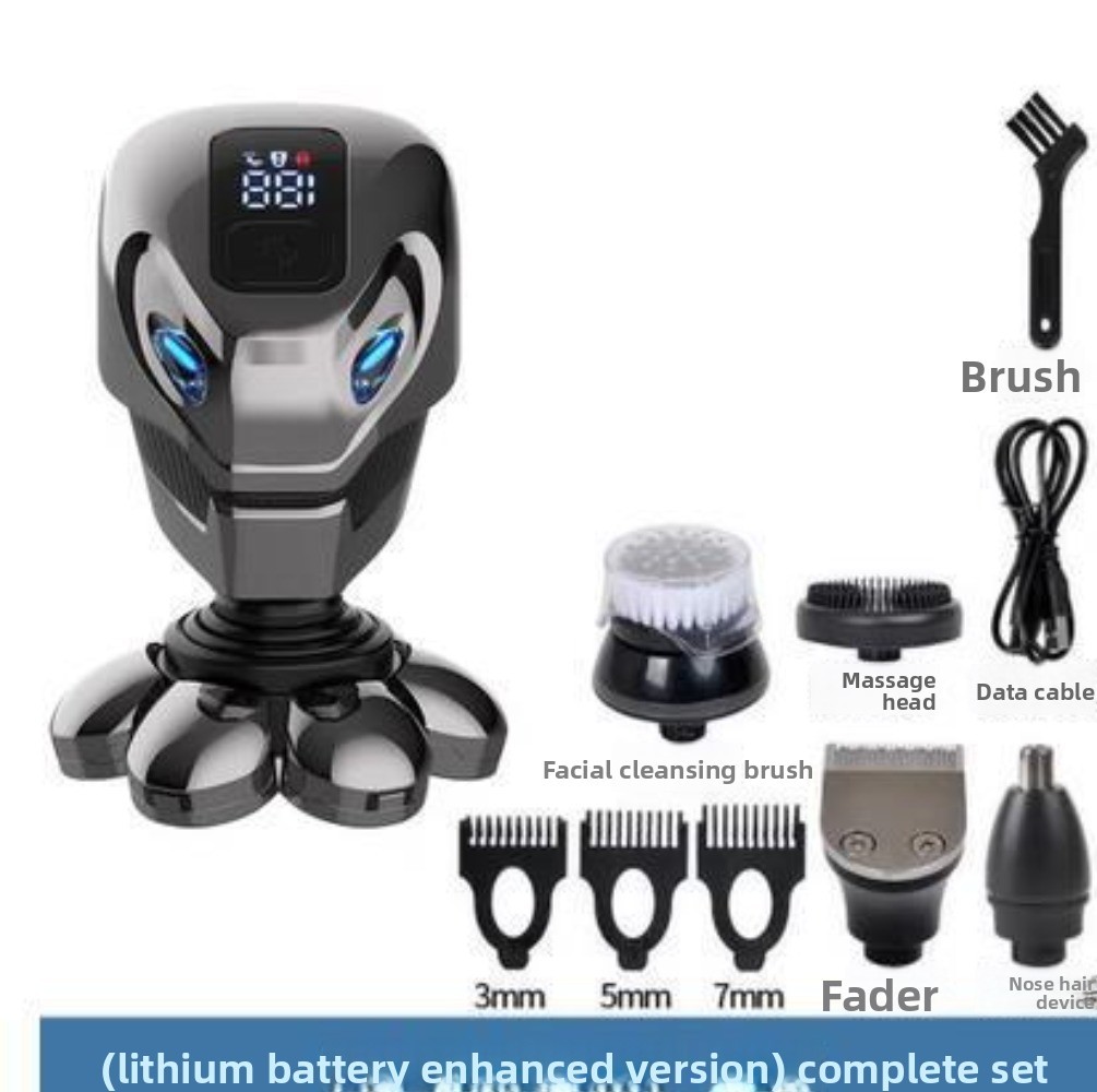 7D Waterproof Electric Head Shaver: 7 Rotary Blades for Men’s Bald Head Shaving