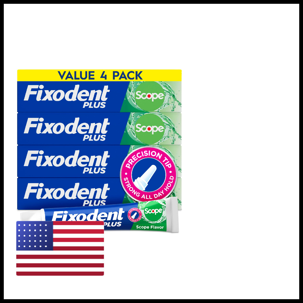 Fixodent Plus Scope Denture Adhesive Cream Scope Mint 2.0 Oz False Teeth Glue