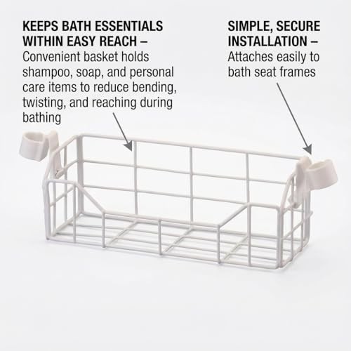 Bath & Shower Chair Basket – Universal Storage Caddy for Bath Seats & Shower