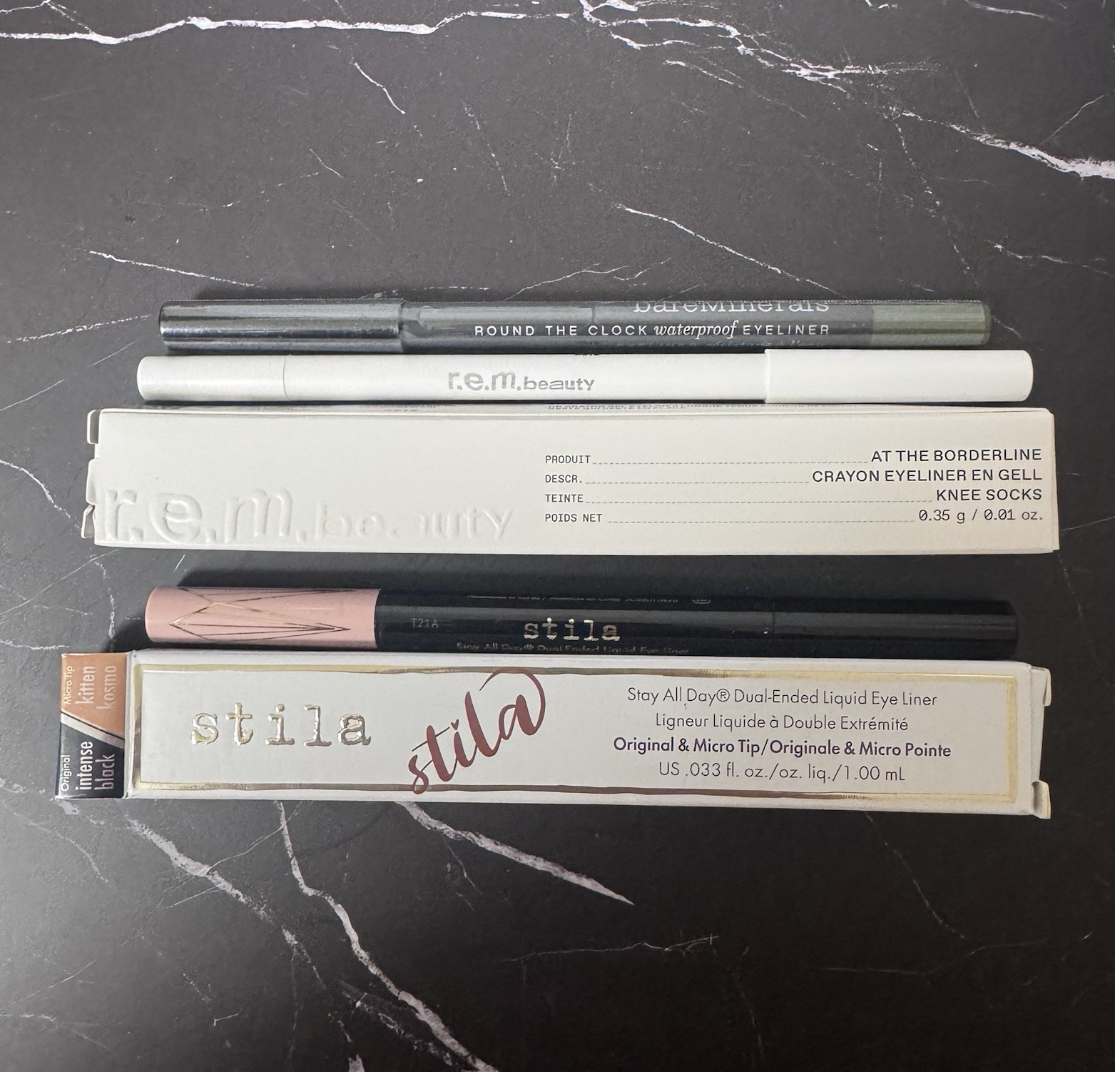 Stila Stay All Day + r.e.m. beauty Waterproof Black Eyeliner Lot Gel/Liquid