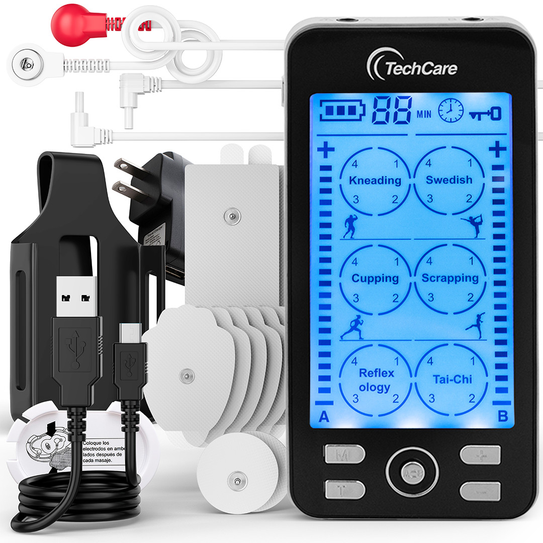 Tens Unit Muscle Stimulator 24 Modes Tens Ems Device Rechargeable Dual Channel