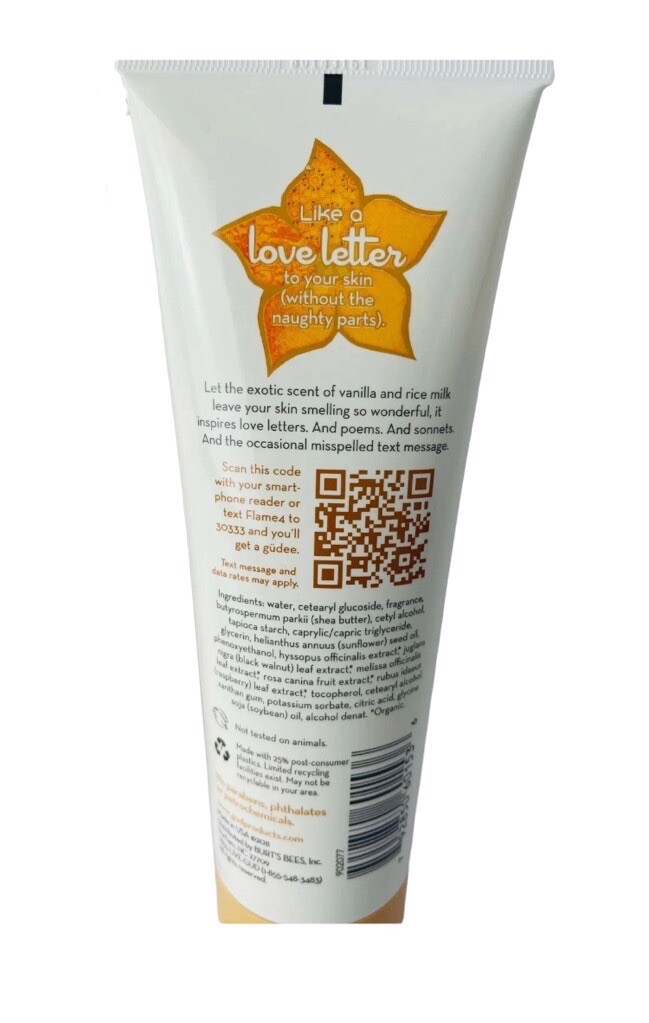 Lot of 2 Gud by Burt’s Bees Vanilla Flame Natural Body Lotion 8 oz NEW