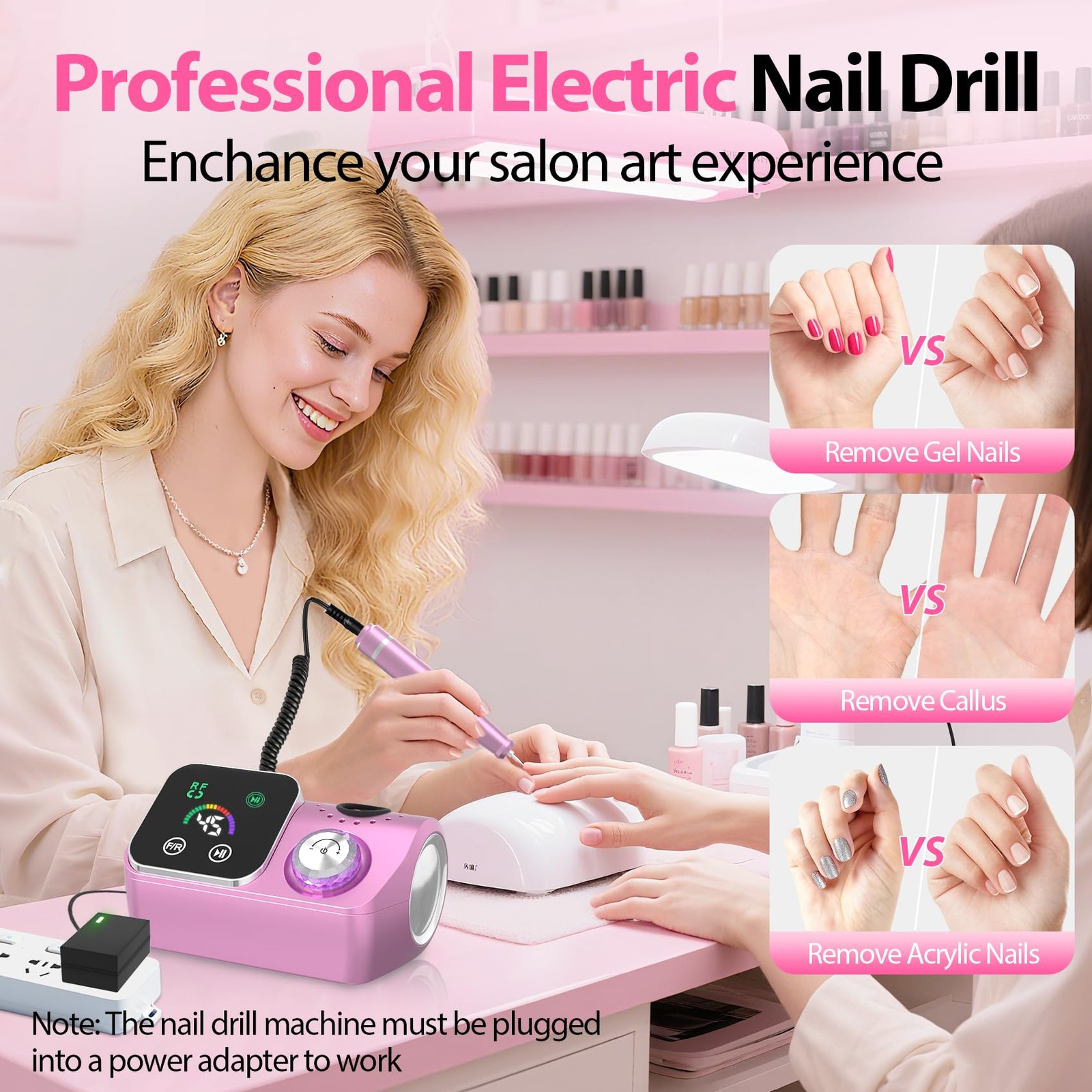 Professional Electric Nail Drill E-File Machine – 45,000 RPM Corded Nail Dril…
