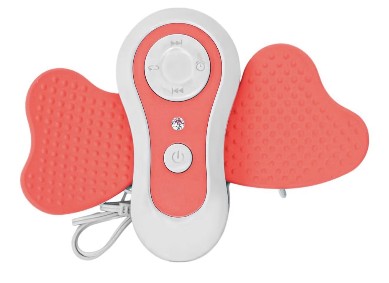 Red/White Mini Vibrating Body Massager 2 Pads Wired Controller Lightweight