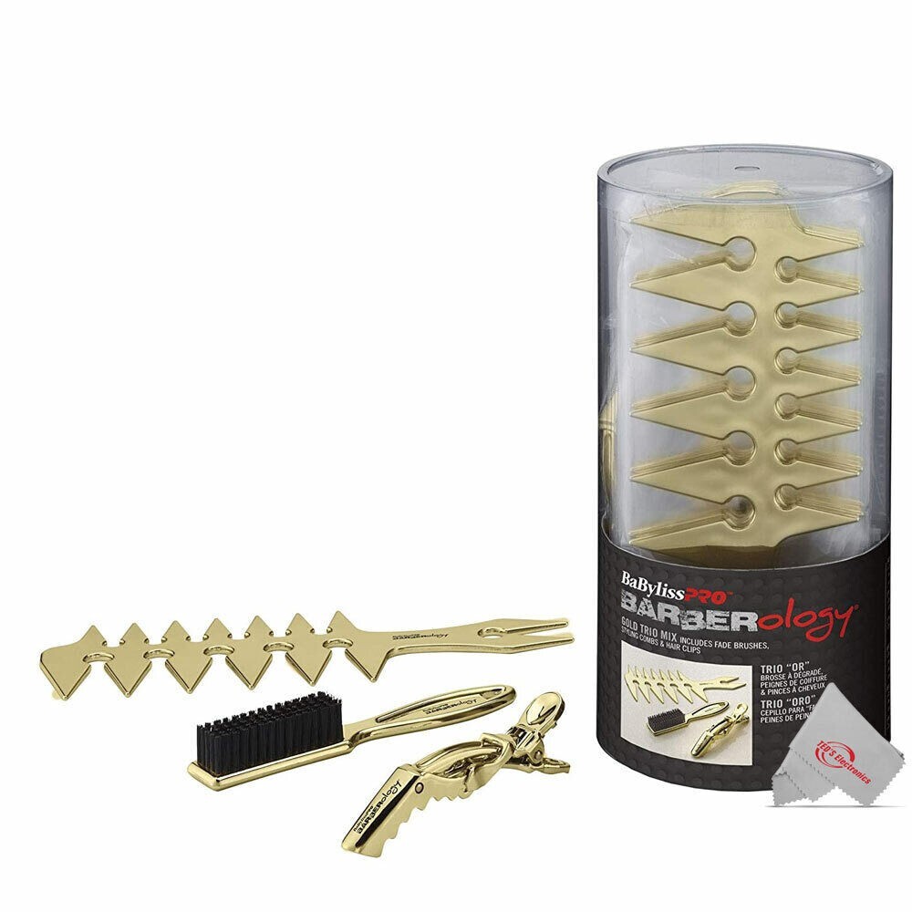 BaByliss PRO Barberology Choose 1 – Gold Styling Comb, Fade Brush, Hair Clip