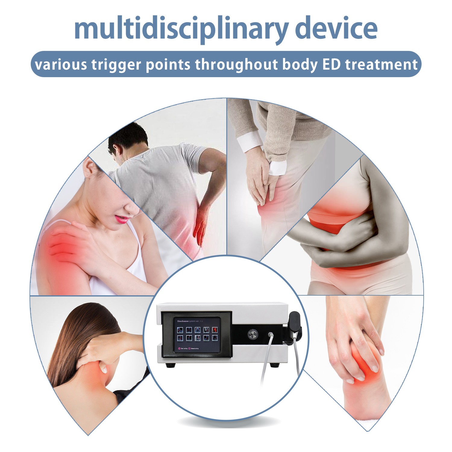 10 Bar ED Shockwave Therapy Machine Pneumatic Shock Wave Treatment Pain Relief